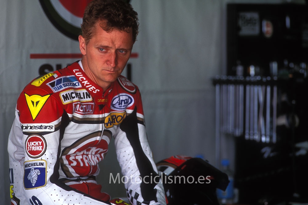 Kevin Schwantz después del accidente de Rainey